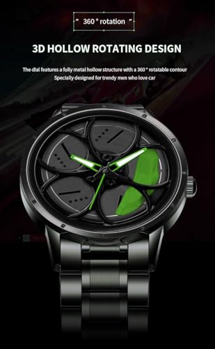 Image of Shocknshop RevolveX Rotating Hollow Wheel Hub Creative Fashion Analog Quartz Stainless Steel Wrist Watch for Men Boys -WCH364