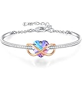 GEORGE &middot; SMITH Bracelet C&oelig;ur pour Femme Bracelet Infini R&eacute;glable pour Femme, Bracelet Plaqu&eacute; Arge...