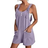 Ybing Mono para mujer, elegante, elegante, informal, ligero, de una pieza, holgado, para adolescentes y niñas, morado, S