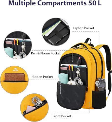 Image of MATEIN 18.4 Inch TSA Approved Backpack, Extra Large 50 L Outdoor Carryon Backpack with Seperated Laptop Compartment, Work Travel Daypack with Front Pocket, Creative Gifts for Men Women