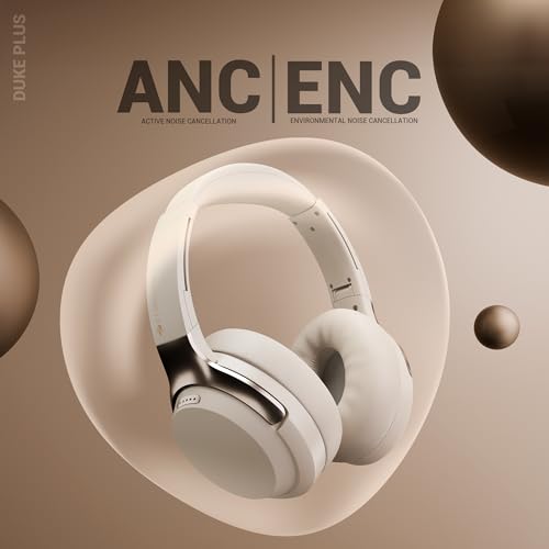 Image of ZEBRONICS Duke Plus, Wireless Over Ear Headphone with ANC, ENC, Gaming Mode, Dual Pairing, Rapid Charge, Upto 70* Hours Backup, Bluetooth v5.4, AUX, Comfortable Earcushion, Deep Bass (Beige)