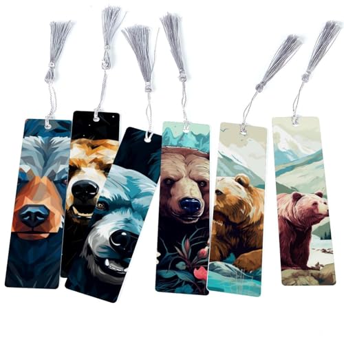 Marque-pages ours élégants : lot de 6 accessoires de lecture et papeterie