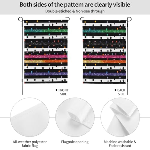 Drapeau de jardin arc-en-ciel double face polyester résistant qui ne décolore pas au soleil