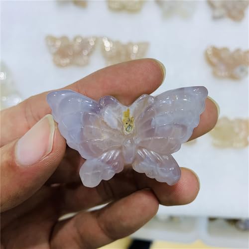 2 Inch Wholesale Hand Carved Natural Animal Carving Cherry Blossom Flower Agate Butterfly 1pc