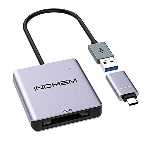 INDMEM Lector de tarjetas USB 3.0 XQD, tipo C, lector de tarjetas XQD, compatible con Sony G/M, Lexar USB Mark Card para sistemas Windows/Mac OS