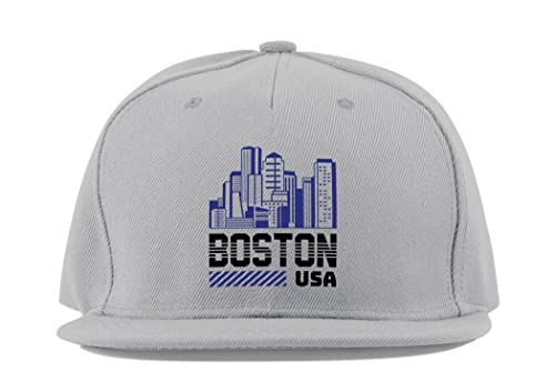 Casquette baseball Boston visière plate en coton gris taille unique pour sport et style urbain casual