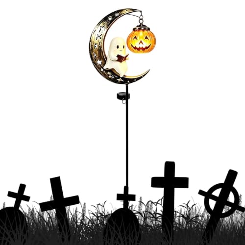 Luces solares de estaca de Halloween en metal para decorar el jardín con figuras de calabaza