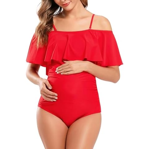 SHEKINI Off-Shoulder Maternity Swimsuit Cover