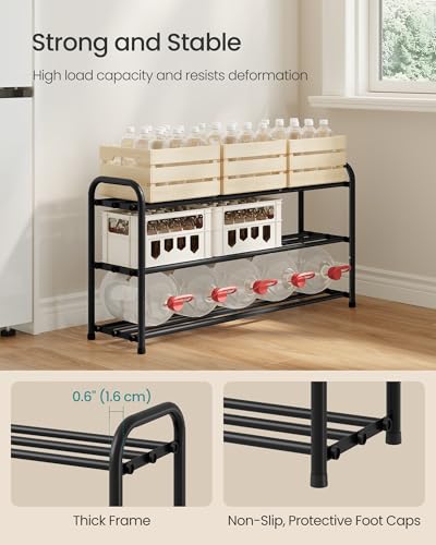 Image of SONGMICS Expandable Shoe Rack, Adjustable Shoe Organizer Storage Shelf, Sturdy and Heavy-Duty, for Closet, Entryway, Living Room, 3-Tier, Ink Black ULMR036BD01