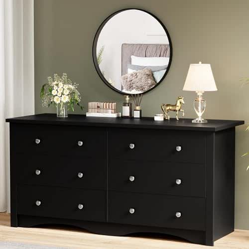 YESHOMY Black Dresser for Bedroom,6 Drawer Dressers, Storage Chest of