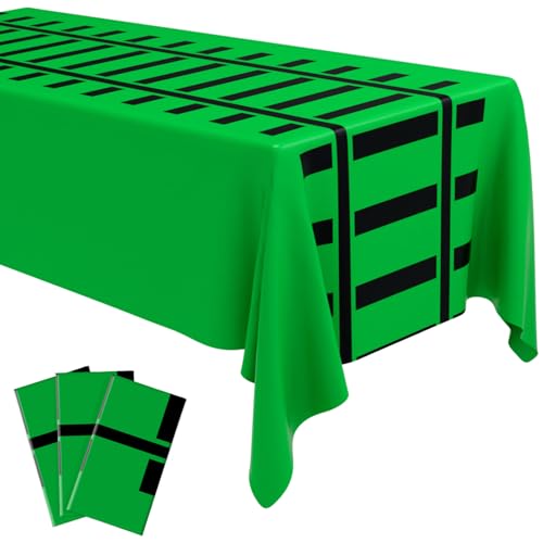 Image of Teenyyou 3 Pcs Train Party Decorations Railroad Track Tablecloths Express Train Birthday Party Supplies 54 x 108 Inch Plastic Table Covers for Railroad Track Western (Green)