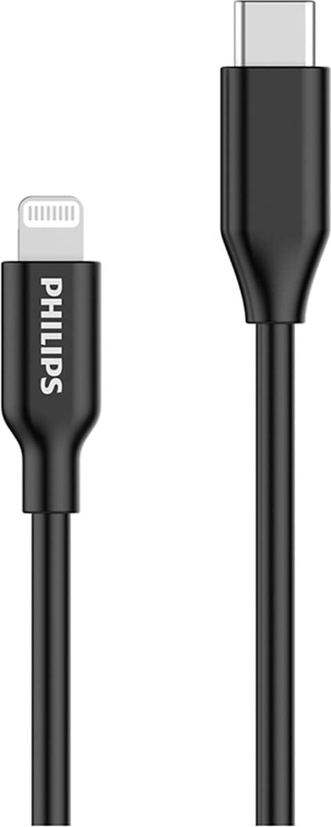 Philips DLC3106L/03 Charger Cable - USB-C to Lightning Cable - Apple - iPhone - iPad - 2 Meters - Black