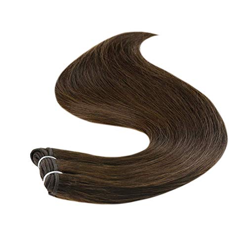 Double Weft Sew Hair Extensions 12 Inch Color 4 Chocolate Brown Real Remy Human Hair 100g Weave in Hair Extensions