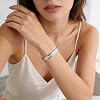MILAKOO 8mm Gold Stainless Steel Bangle Bracelet Mother's Day Gifts CZ Hinged Oval Cuff for Women #2