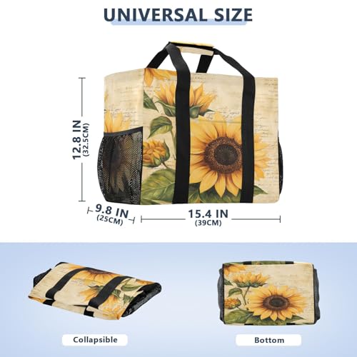 STAYTOP Retro Sunflower Large Beach Bags for Women & Men,Waterproof Sandproof Beach Tote Swim Pool Bag for Pool Gym Grocery Travel2