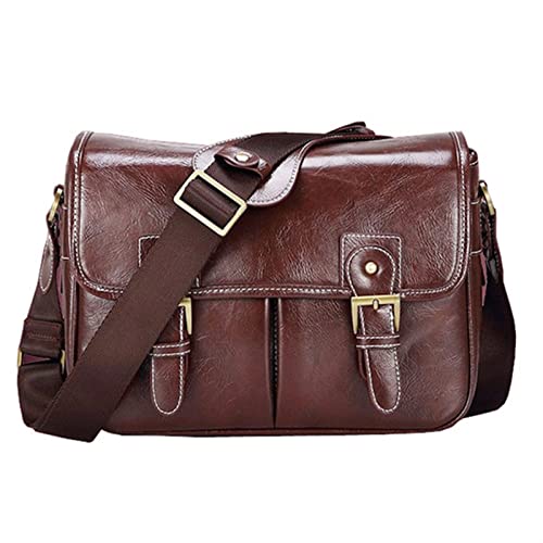 MCNVNEFSAW Foto cámara Moda Moda Retro PU Caja de Cuero Handbag A Prueba de Agua Hombro Mensajero SLR Bolsa Fit for Canon Fit for Nikon Fit for Sony Bolso de la cámara(Dark Brown L)