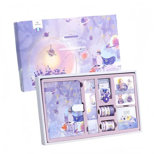 miluFox日記帳 DIY手帳かわいい文房具セット 卒業記念/新学期プレゼントに最適 (パープル【バックルブック】)