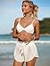 MakeMeChic Women's Drawstring Waist Bikini Cover Up Solid See Through Split Hem Beach Cover Up Shorts White Small