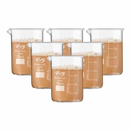 Image of VVS Borosilicate Glass Beaker 50ml pack of 6 of For School College, Lab Laboratry and professional use