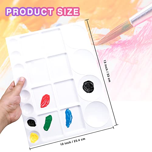 Kowvowz 2 Pack Paint Pallet For Acrylic Painting,Plastic Watercolor Mixing Tray,20 Well Paint Palettes Tray Rectangle,13 X 10 Inch Paint Pallets For Kids Students All Levels, White #TOP1