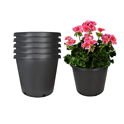 mitoharet 5-Pack 15 Gallon Round Premium Nursery Pot Plant Flower Seedling Container Garden Planter Pots for Indoor Outdoor Plants Flower Vegetables Black (15 Gallon)