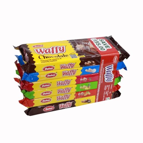 Image of Dukes Waffy - Chocolate, Pineapple, Vanilla, Orange, Strawberry, And Dark Vanilla Flavoured Creamy & Crunchy Wafers,360 /330 Gram (Flavor And Packing May Vary)