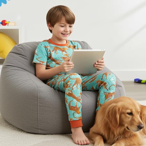 PATPAT Kids 3-Piece Pajama Set with Bamboo Viscose,Snug Fit Pjs for Boys and Girls,Comfort Sleepwear, Ages 2-12 Years4