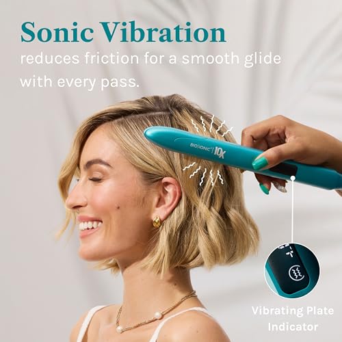 Image of Bio Ionic 10X Styling Iron, Hair Straightener with 1 inch Sonic Vibrating Plates, Flat Iron with Ion Generating Mineral Complex, Versatile Styler for Wavy & Straight Hairstyles
