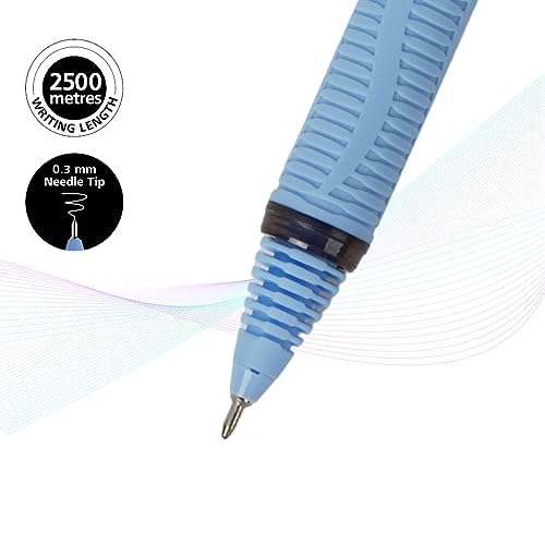 Image of Luxor Schneider, One Hybrid Roller Ball Pen, Pack of 2, 0.3 mm Needle Tip, Ink Colour - Black, 2500 metres writing length, Cap off Time 2-3 days