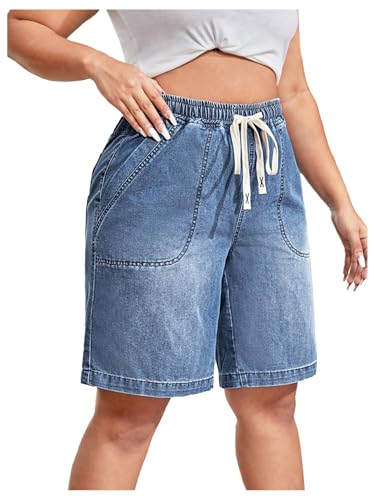 WDIRARA Women's Plus Size Drawstring Waist Denim...