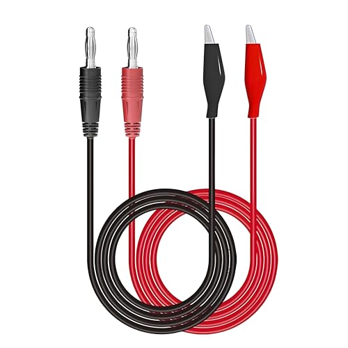 Image of 2PCS 4mm Banana Plug to Alligator Clip Test Leads (100cm /3.3ft) | Premium Copper Jumper Wires with Soft Flexible Cable for Multimeter & Electrical Testing