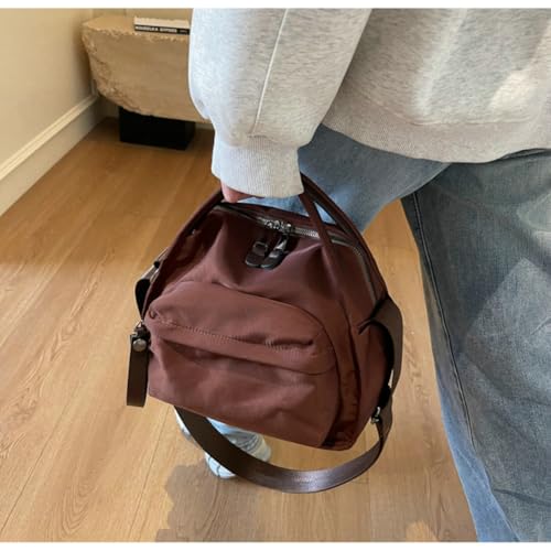 Nylon Tote Bag for Women Medium Multi-Pocket Top Handle Purse Lightweight Office Shoulder Handbag Retro Crossbody Bag2