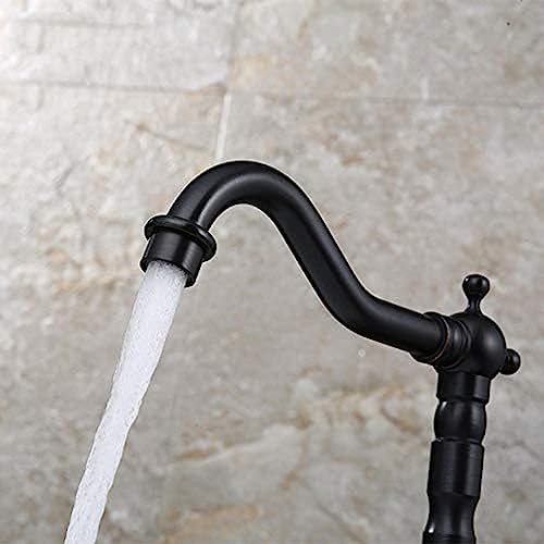 Robinet de lavabo rétro noir mat à double commande et finition premium - 4
