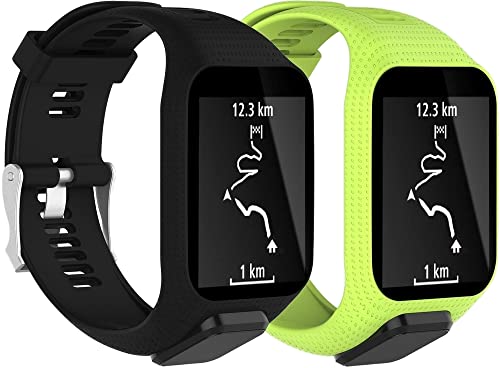 Chainfo Bandas de Repuesto compatible con TomTom Spark/Spark 3 / Runner 2 / Runner 3 / Golfer 2 / Adventurer, Reloj Correa de Silicona Suave Correas Pulseras Correa Deportiva (H [Pack of 2])