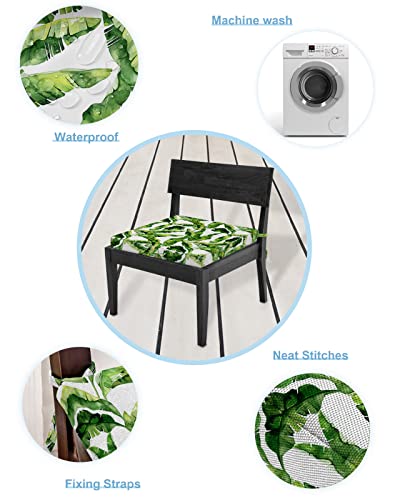 Porch Outdoor Chair Seat Cushion Covers Set Tropical Plant Leaves Waterproof Chair Pad Cover Banana Palm Tree Leaf Slipcovers 2 Pack 22" X 20" X 4" #TOP5