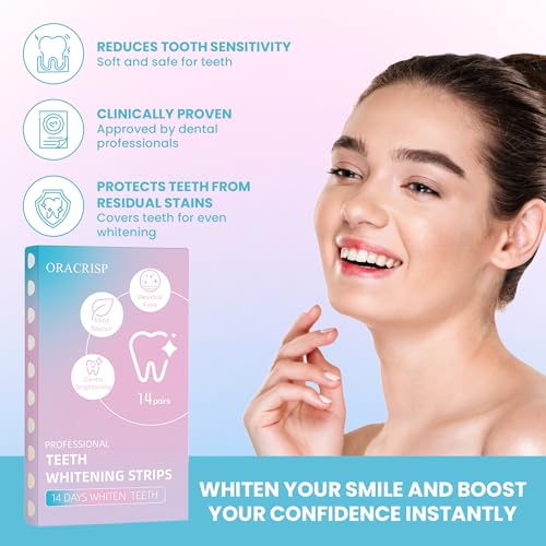 Image of Teeth Whitening Strips 14 Treatments (28 Strips) - Deep Stains Removel - Enamel Safe Whitening Strips - Instant Teeth Whitening Strips