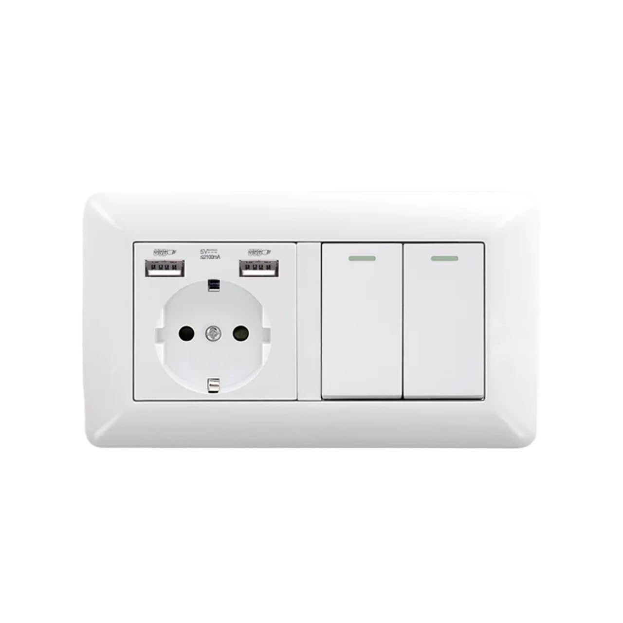 Standard Light Switch 146mm * 86mm Panel 16A Electrical Outlet 2 Gang 1Way/2Way Stair Corridor Switch Wall USB Socket(2 Gang 1 Way,A1 Black with USB)