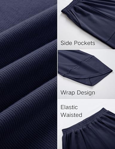 Image of Xiaoxuemeng Womens Baggy Wide Leg Pants Casual Elastic Waisted Palazzo Harem Pants with Pockets