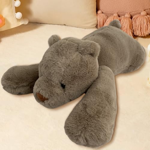 MeHoo Weighted Stuffed Animal, Anxiety Gewichtskuscheltiere 1.5KG, 60CM Gewicht Kuscheltier Gro&szlig; Gewichtetes Pl&uuml;schtier Umarmen Kissen Niedliche Pl&uuml;schpuppe f&uuml;r Geburtstag (Brauner B&auml;r)