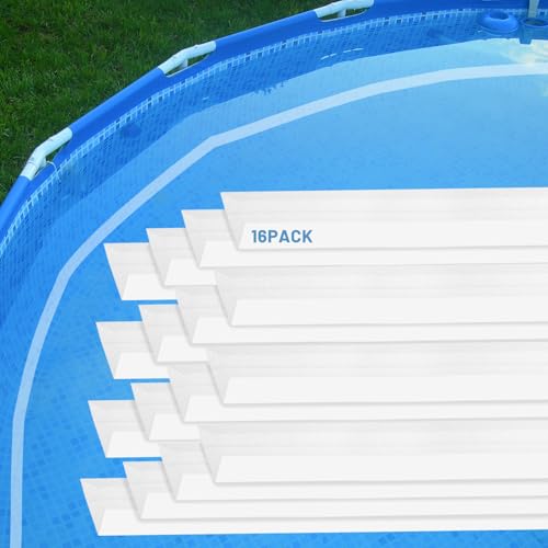 Image of 48-Inch Peel and Stick Pool Cove Foam for Above Ground Pools, 16-Pack High-Density Waterproof Foam Cove Strips, Pool Liner Guard Base Support System, Covers 64 ft, White