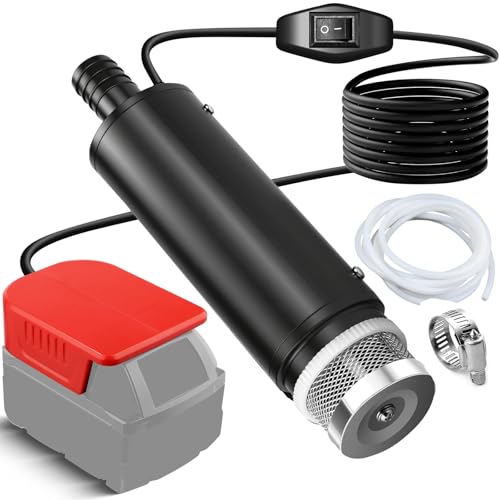 Bomba sumergible inalámbrica compatible con batería Milwaukee M18V (sin batería), 100 W, 635 GPH, bomba de sumidero portátil sin escobillas con manguera de 1 m, bomba de agua para piscina, jacuzzi