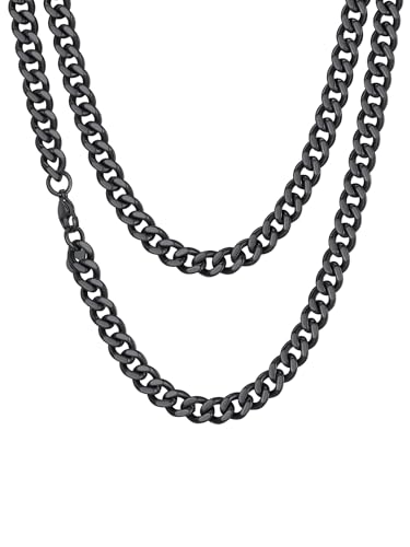 Richsteel Collana a Maglie a Catena Cubana Larghezza 3MM/6MM/9MM/12MM Lunghezza 18