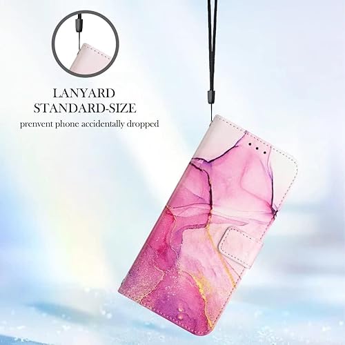 Image of ClickCase Marble Series Faux Leather Back Case Card Holder Wallet with Magnetic Closure Flip Cover for iPhone 15 Plus (Pink)