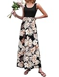 Picture of Bluetime Women's Maxi Dress Summer Casual Sundress Sleeveless Long Tropical Dress Travel Beach Vacation Outfits (Floral D,L)