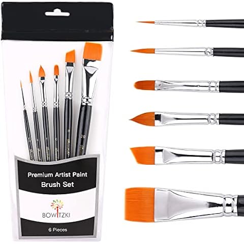 Bowitzki Face Paint Brush Set, 6pcs Artist Brushes for Body Face Painting,Acrylic Painting Watercolor Oil Gouache Cover