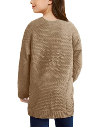 Girls Long Sleeve Cardigan Sweaters Open Front Cable Knit Chunky Cardigans Kids Oversized Cute Outerwear Coat2
