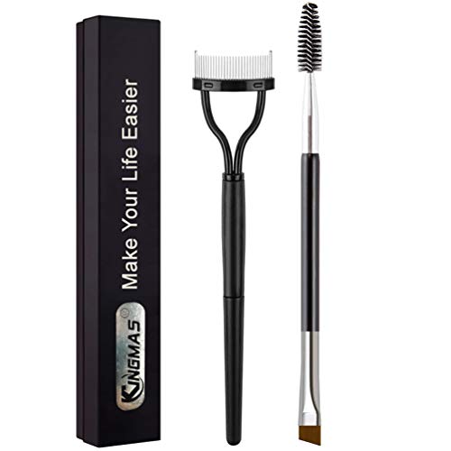 KINGMAS Eyelash Comb Separator + Duo Eyebrow Brush Comb and Spoolie Brush, Eyelash Grooming Tool