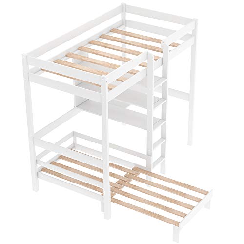 Buy Twin Bunk Bed Convertible Loft Bed with LShape Desk and One