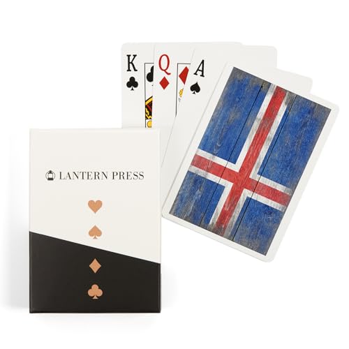 Lantern Press Rustic Iceland Bandera, 52 Naipes Póker