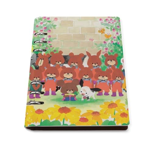 ノートブック くまのがっこう PUレザー バインダーノート 手帳 ニメモ帳 日記帳 6穴 A5サイズ オフィス用品 文房具 差し替え可